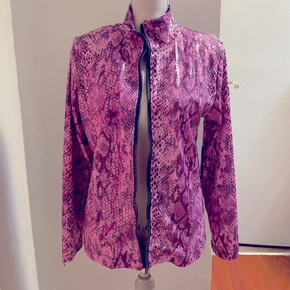 Ladies snakeskin style purple and lavender jacket.